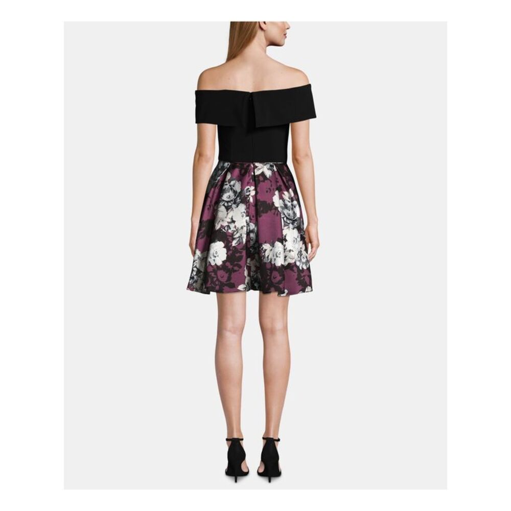 BETSY & ADAM Womens Short Sleeve Off Shoulder Mini Formal Fit + Flare Dress - Picture 2 of 2